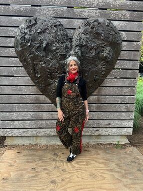 Leopard Print Women's Overalls with Red Star Accents